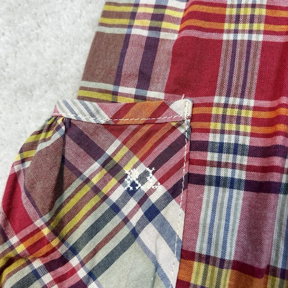Ralph Lauren Dress Girls 6 Plaid Peasant Sun Summer Ruffles Sleeveless